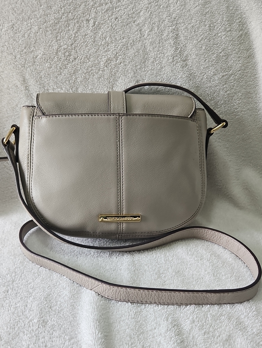 Driftwood Crossbody Saddle Bag with Gold Accent